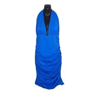 Princess Polly Womens Jordy Mini Dress Size 10 Blue Halter Sleeveless Body Con